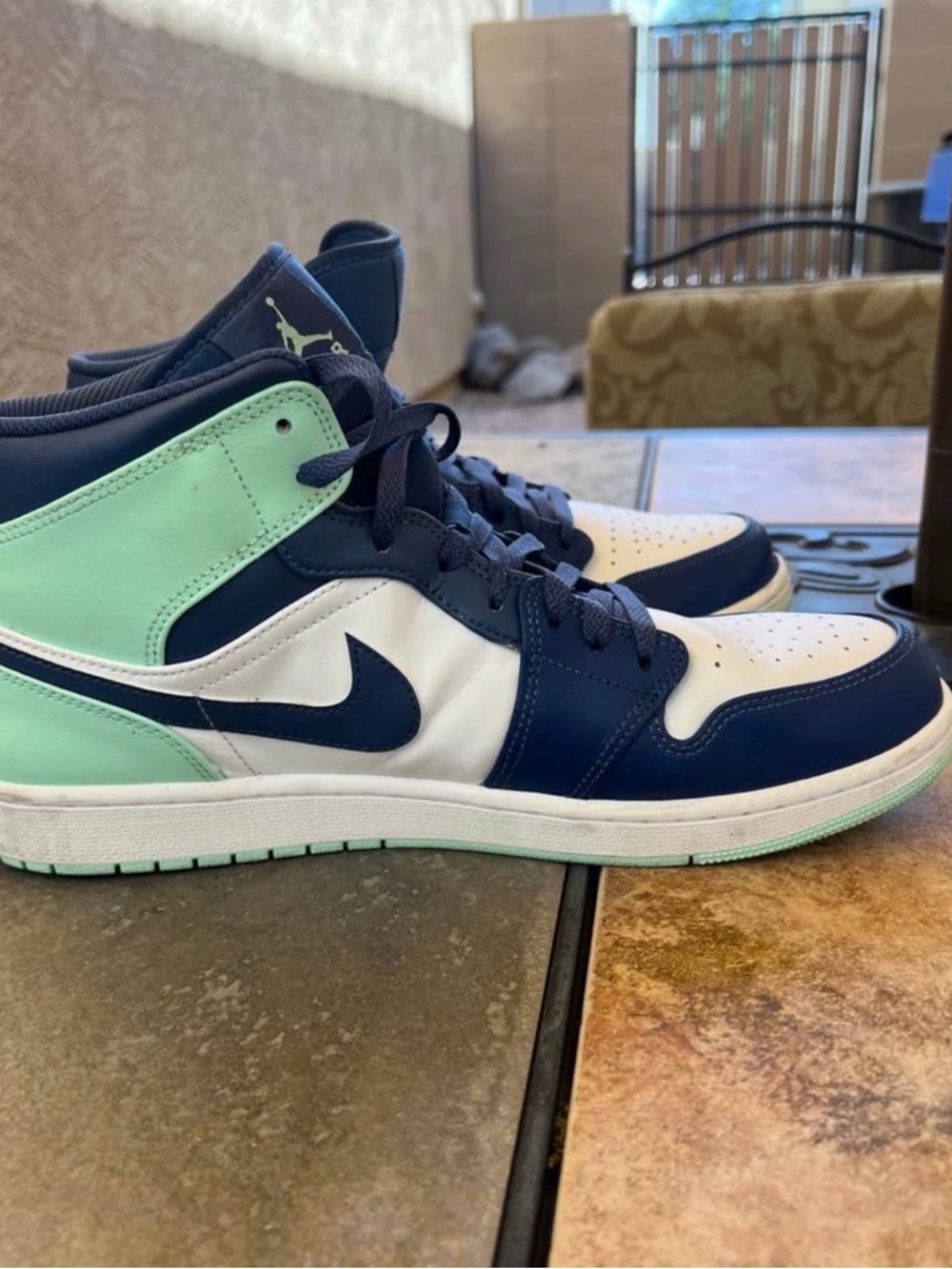 Nike Men’s High-Top Sneakers in Navy, White & Mint Green